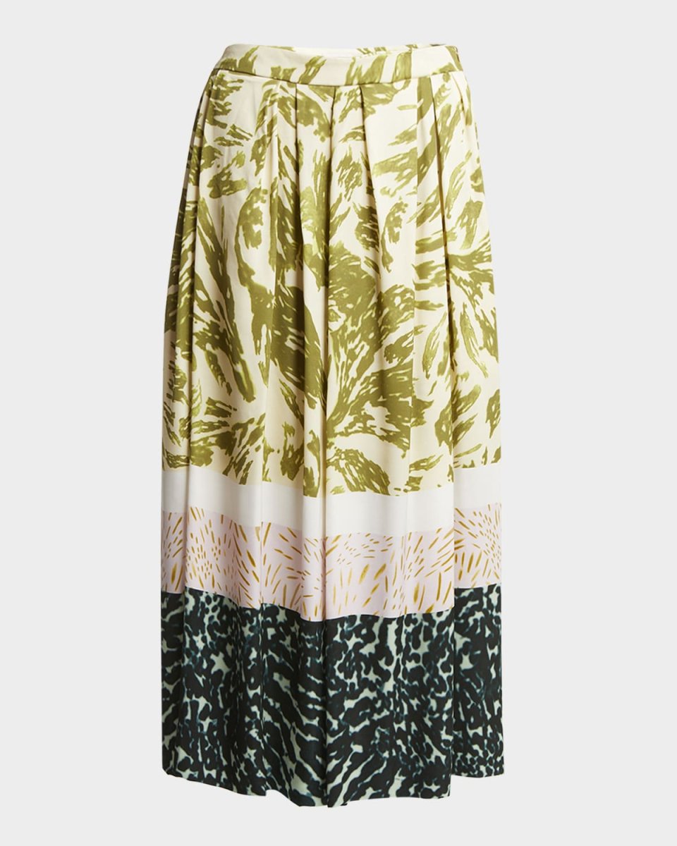 Soni Multi-Print Pleated Midi Skirt